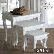 めいなっちぃ☆管574☆イタリア家具☆クラック塗装☆姫系☆ネストテーブル ネストテーブル大理石柄60ブラック: インテリア・家具・収納