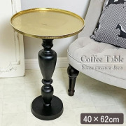 ブラック＆ブラス コーヒーテーブル 幅40cm サイドテーブル ラウンドテーブル おしゃれ 海外インテリア-5