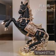跳ね馬 置物 馬の置物 開運 風水 立ち馬 黒馬 オーナメント インテリア 高級 キラキラ うま 玄関 縁起物 ブラック 陶器-11