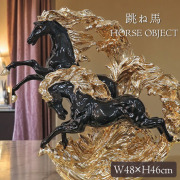 跳ね馬 置物 馬の置物 開運 風水 立ち馬 黒馬 オーナメント インテリア 高級 キラキラ うま 玄関 縁起物 ブラック 陶器-8