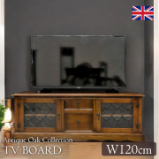 アンティーク調 テレビボード 幅120cm 50インチ オーク材使用 ステンドガラス 可動式棚板 輸入家具 TV台 テレビ台 おしゃれ-4