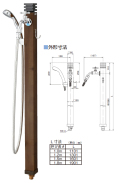 竹村　シャワー付不凍水栓柱　２口飾り蛇口付　D-X3-HS-S-W　トラッドパイン色