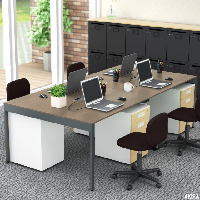 フリーアドレスデスク オフィスデスク 配線キャップ コンセント付き 幅