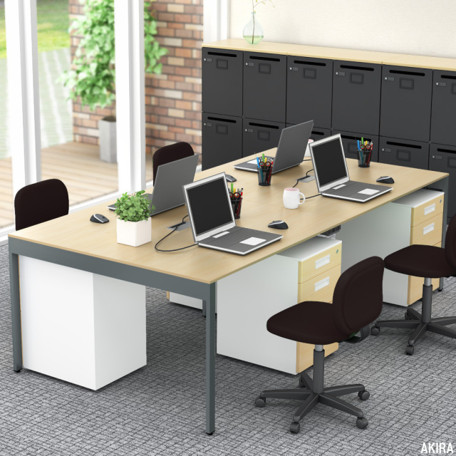 フリーアドレスデスク オフィスデスク 配線キャップ コンセント付き 幅