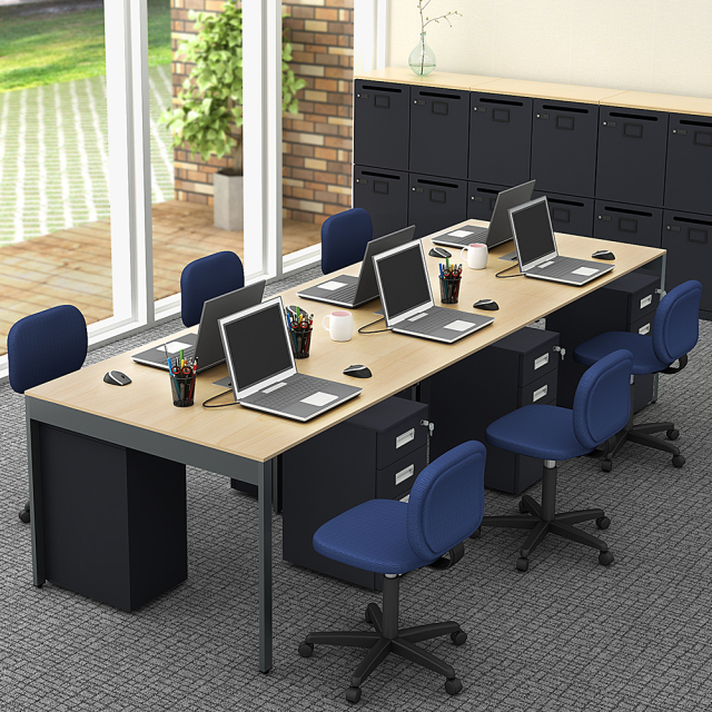 フリーアドレスデスク オフィスデスク 配線キャップ コンセント付き 幅