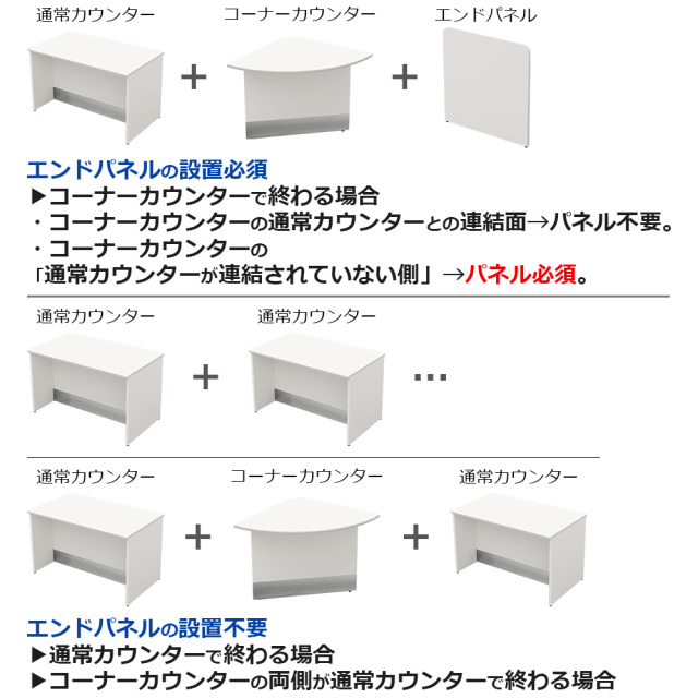 受付カウンター コーナーカウンター専用 エンドパネル ローカウンター