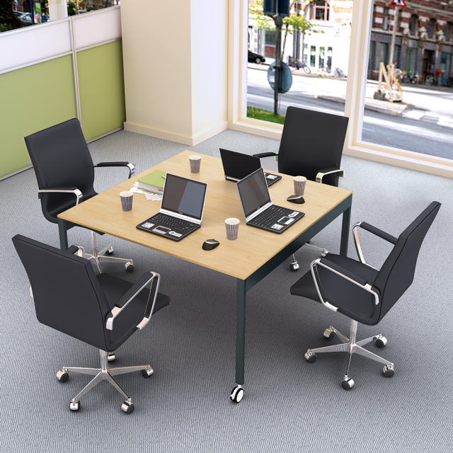ミーティングテーブル 会議用テーブル キャスター付き 幅1200×奥行1200