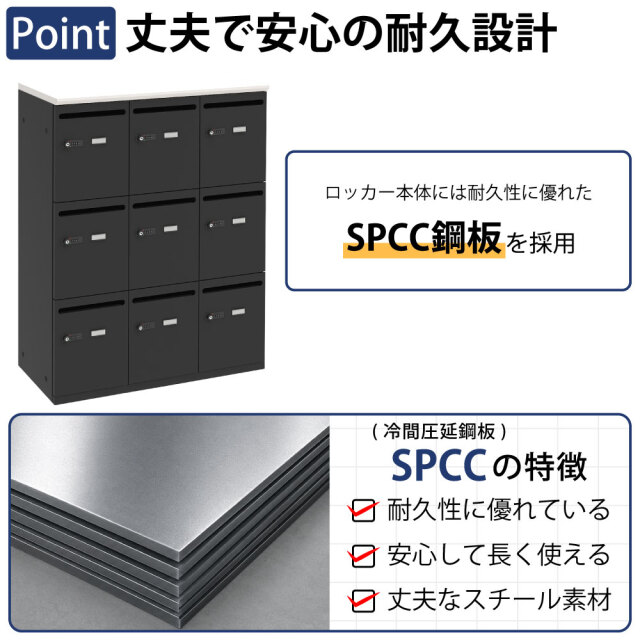 パーソナルロッカー スチールロッカー 9人用 幅80×奥行40×高さ110cm
