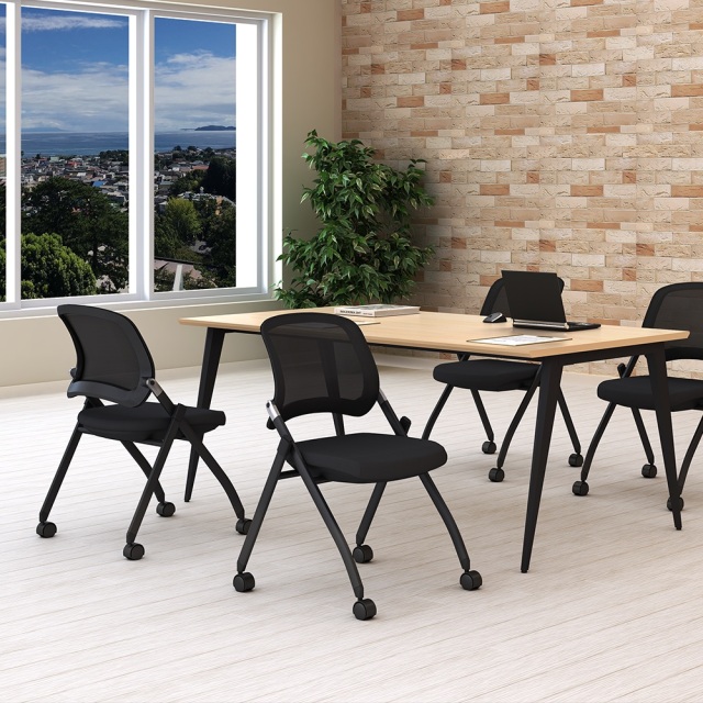 TFC-BKBK_2.jpg　TFC2-BKBK　TFC4-BKBK　スタッキングチェア　ミーティングチェア　会議用　椅子　2脚セット　4脚セット