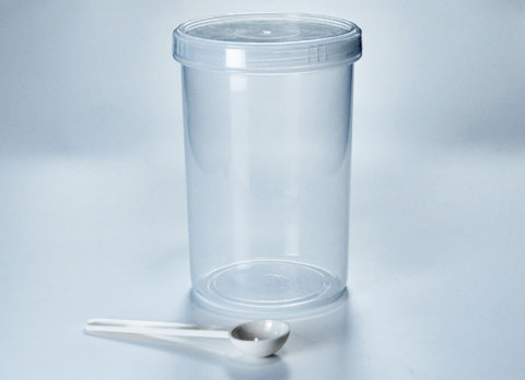 粉末製品保存容器と計量スプーン