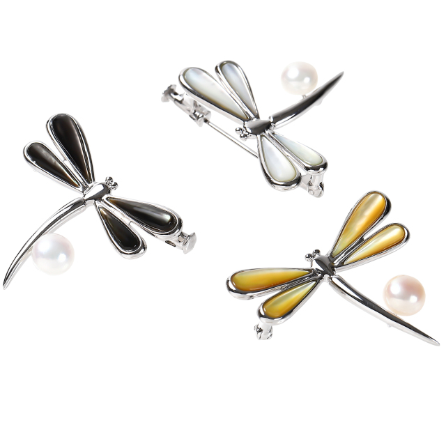 M04/075 タサキ ブローチ 2点セット アコヤパール トンボモチーフ TASAKI タサキ ブローチ 2点セット トンボモチーフ パール シルバー