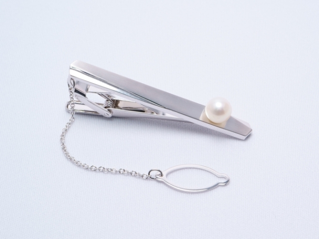 K14WG アコヤ真珠 カフス タイピン セット ネクタイピン OM253（男性  
