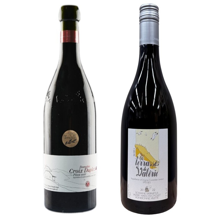 「世界遺産ラヴォーのブドウ段々畑」ピノ・ノワール・クロワ・デュプレ／テラス・ド・ヴァレリー／赤白ワインセットLavaux AOC, 2022ミレジメ