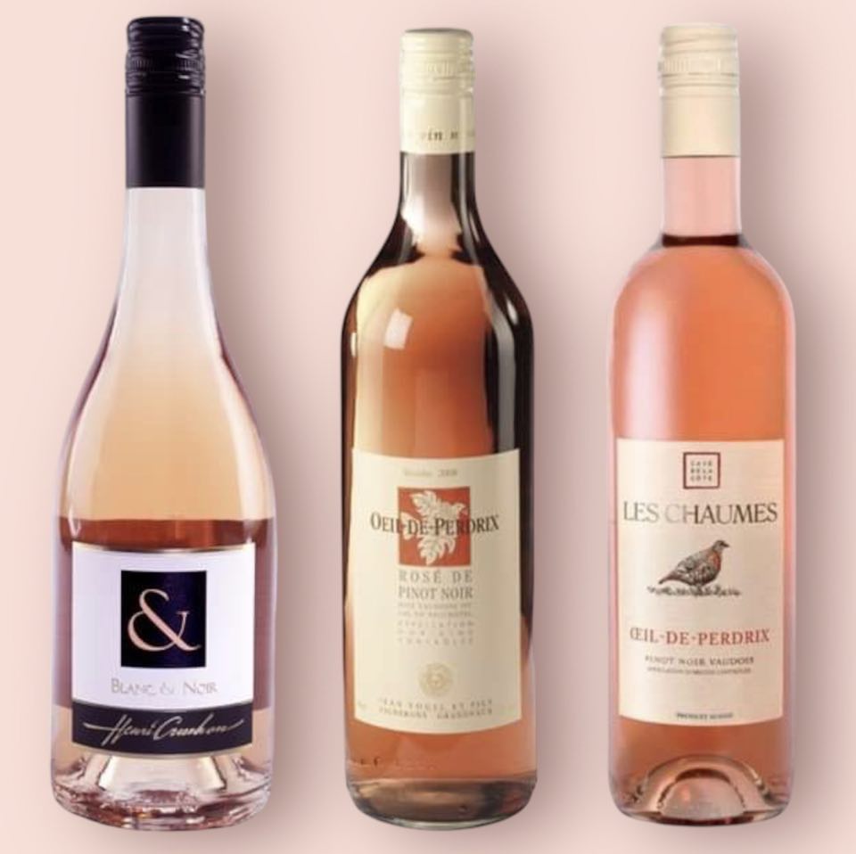 【スイスロゼワイン3点セット2024】ブラン・エ・ノワール2021 750ml, ウイユ・ド・ペルドリ2019 500ml, レ・ショーム・ウイユ・ド・ペルドリ2021 750ml