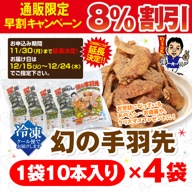早割キャンペーン】世界の山ちゃん 幻の手羽先 10本×4袋入り 【冷凍】