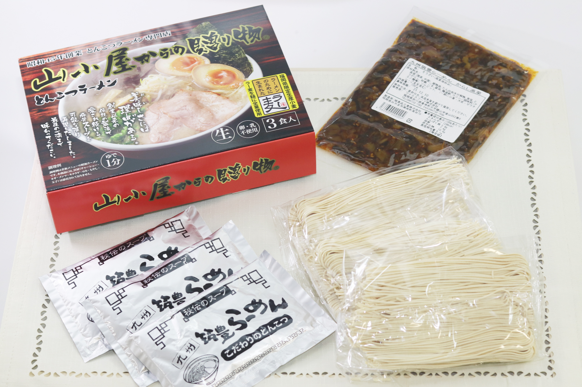 山小屋からの贈り物ラーメン3食セット+辛子高菜100ｇセット