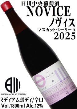 日川中央葡萄酒 リエゾンワイン NOVICE(ノヴィス) マスカットベーリーA 2025 1800ml [一升瓶][日本ワイン][ミディアムボディ/辛口]
