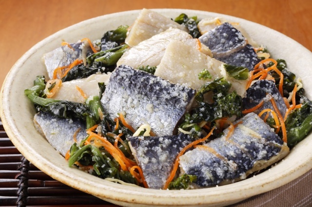 菜の花にしんの黒酢和え