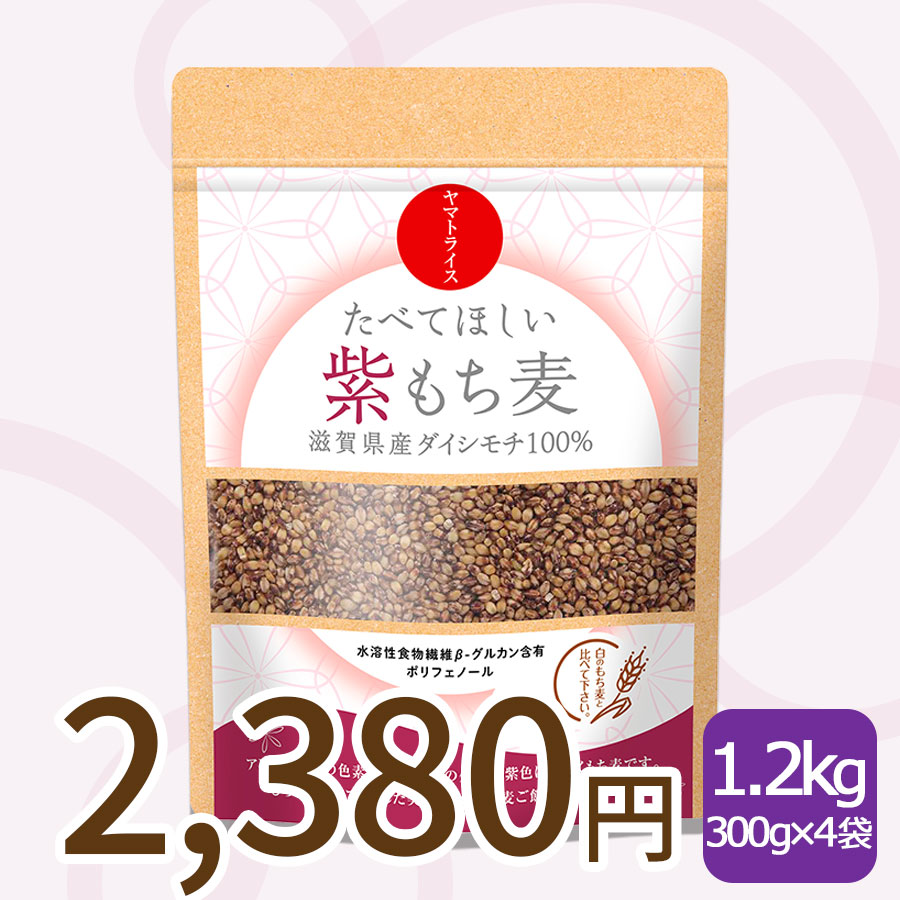 もち麦】たべてほしい紫もち麦 300g×4袋 滋賀県産 ダイシモチ 