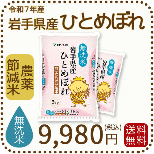 無洗米】岩手県産 農薬節減米 ひとめぼれ10kg（5kg×2袋) 令和7年産