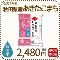 無洗米 秋田県産あきたこまち 2kg (2kg×1袋) 令和7年産