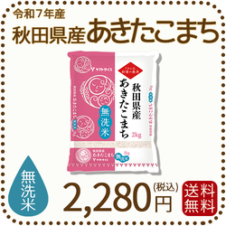 無洗米 秋田県産あきたこまち 2kg (2kg×1袋) 令和7年産 ※9/25最終発送