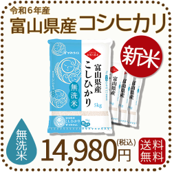 【新米】無洗米 富山県産コシヒカリ 20kg(5kg×4袋) 令和4年産
