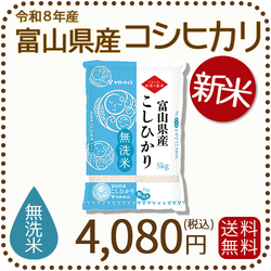 ＜新米＞ 無洗米 富山県産コシヒカリ 5kg(5kg×1袋) 令和8年産 ※9/24以降順次発送