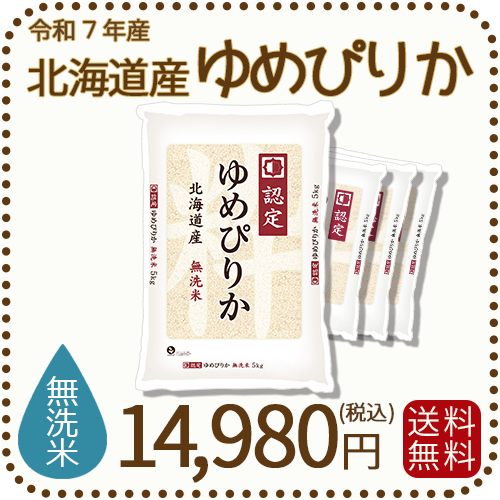 無洗米 北海道産ゆめぴりか 5kgx4袋