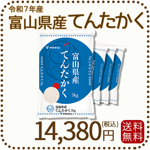 富山県産てんたかく 白米 20kg(5kg×4袋) 米 お米 令和7年産