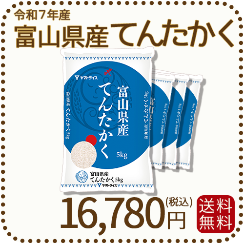 富山県産てんたかく 白米 20kg(5kg×4袋) 米 お米 令和7年産