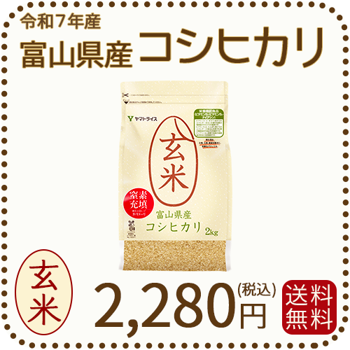 【栄養機能食品】富山県産コシヒカリ 玄米 2kg(2kg×1袋) 令和7年産 窒素充填
