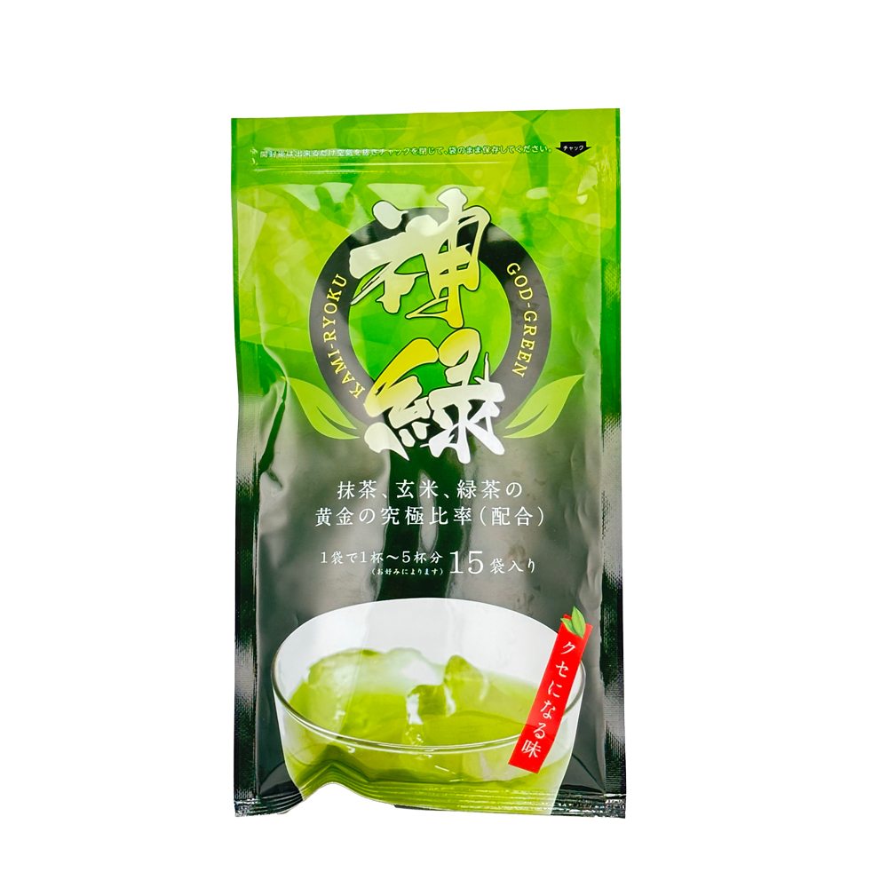 抹茶・玄米・緑茶を配合】神緑（かみりょく） 5g×15袋