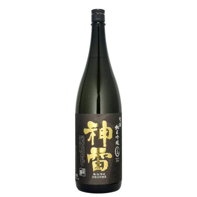 神雷(しんらい)　黒ラベル　生もと　純米吟醸　千本錦(せんぼんにしき)　1800ml