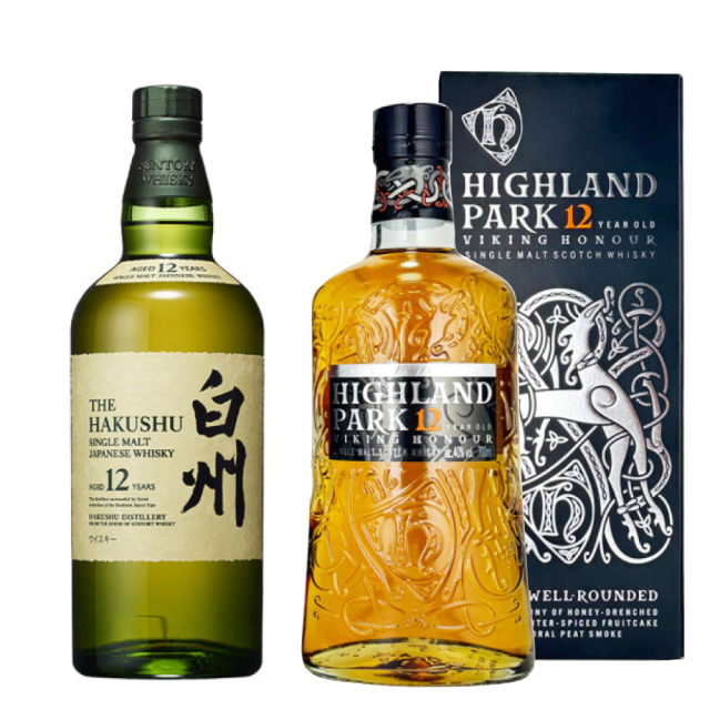 ウィスキー飲み比べ2本セット（ハイランドパーク 12年 ヴァイキング・オナー 700ml×1本、白州　12年　700ml×1本）