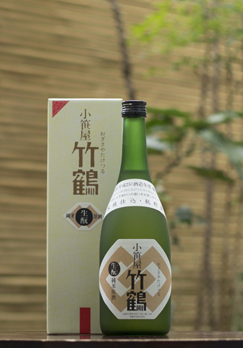 小笹屋竹鶴(おざさやたけつる)　生もと(きもと)　純米原酒　無濾過　木桶仕込