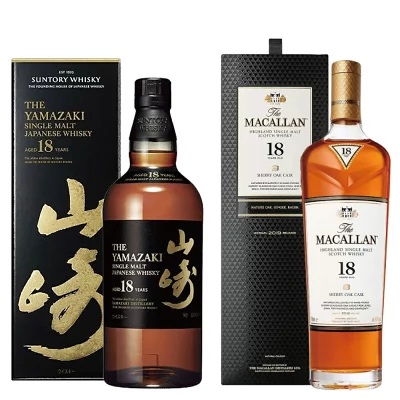 18年ウィスキー飲み比べセット（ザ・マッカラン　18年　700ml×1本、山崎　18年　700ml×1本）