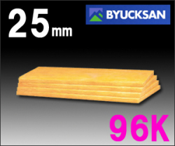 グラスウール吸音・断熱材　標準密度96kg/m3　[厚さ25mm×910mm×1,820mm]　4枚入り （約6.6平米）　碧山（ヘキサン）社製 【送料無料】