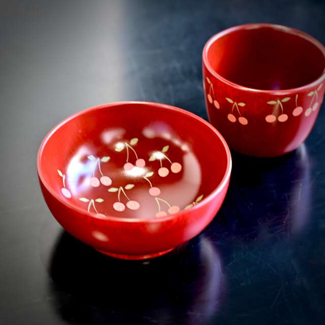 奥の麻衣子 絵漆こども椀(弁柄)