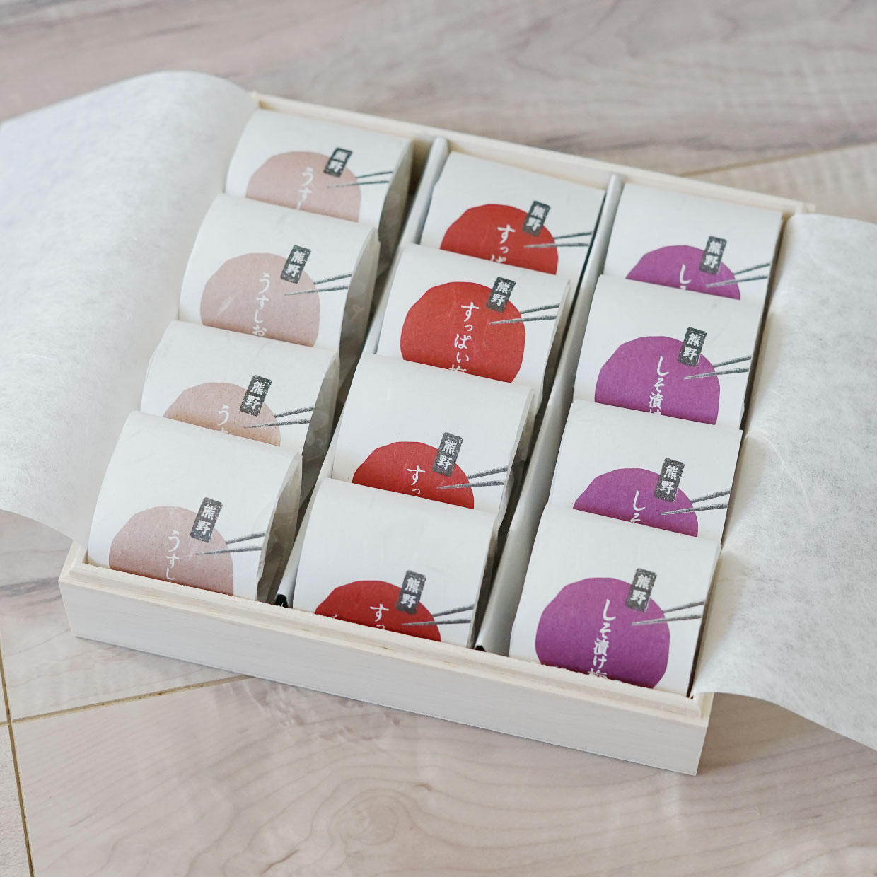 ギフト商品　有機梅干し3種　12粒入　ギフトセット