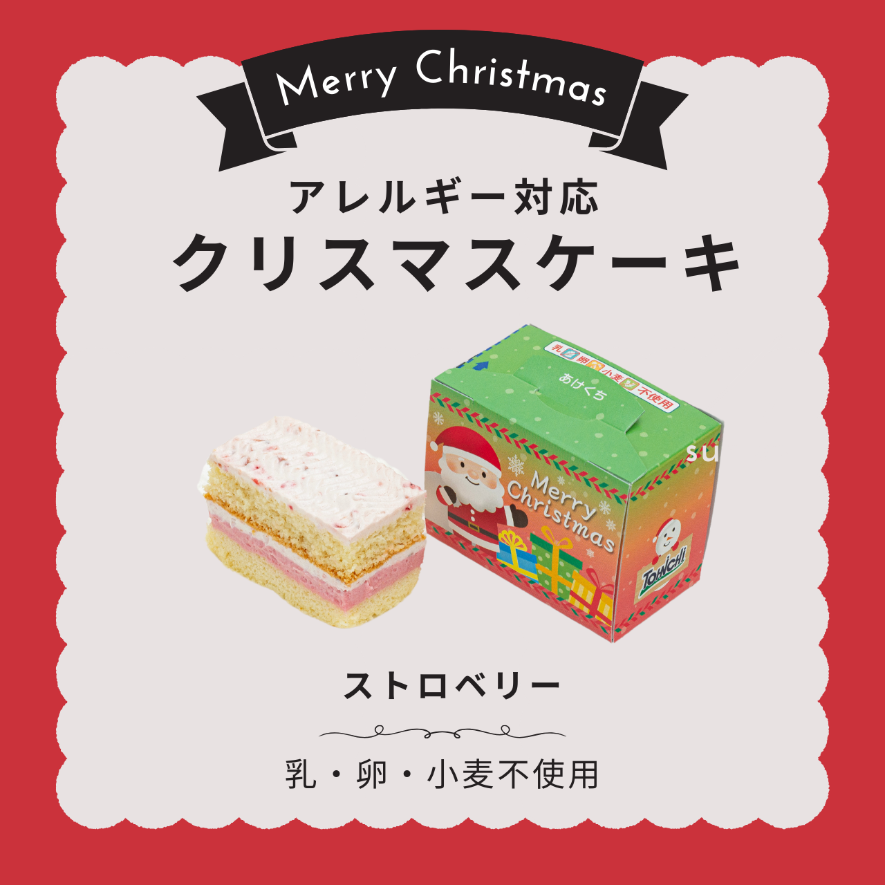 クリスマスケーキ　ストロベリー30gx10個（アレルギー対応　乳・卵・小麦不使用）