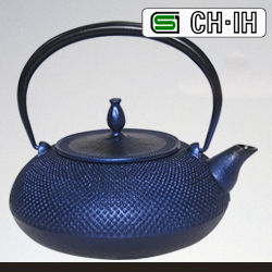 IH対応 南部鉄瓶　平丸アラレ（ルリ色）1.2Ｌ