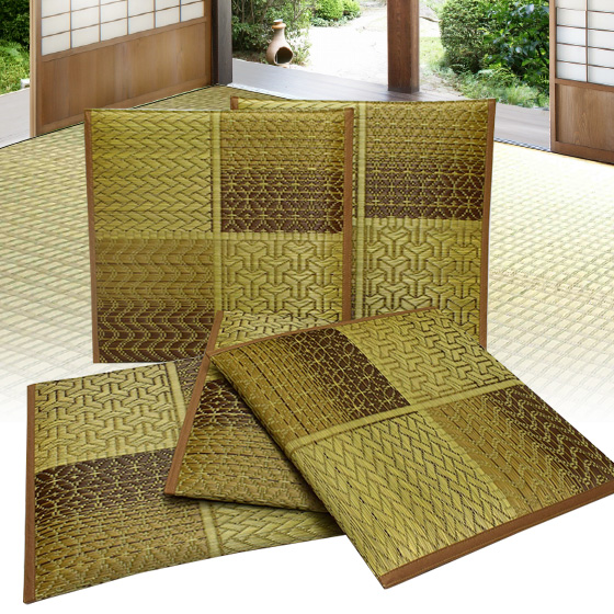 八女茶染め 紋織 い草座布団 5枚組