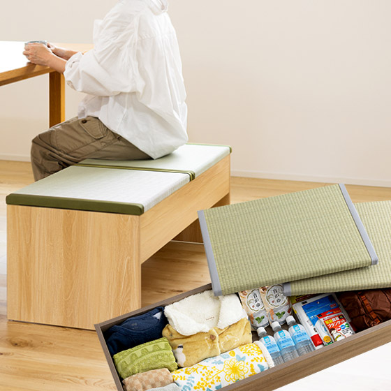 畳座面の収納BOX付きベンチ 120cm幅