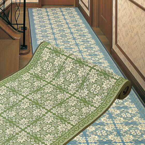 緑茶染　三重織　国産い草廊下敷 ガイア　80×250