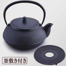 南部鉄瓶 南部鉄器 鉄瓶 日本製 直火 3型新アラレ （釜敷き付き）