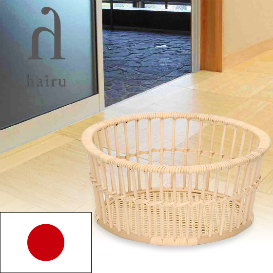 国産籐かご 丸形脱衣かご