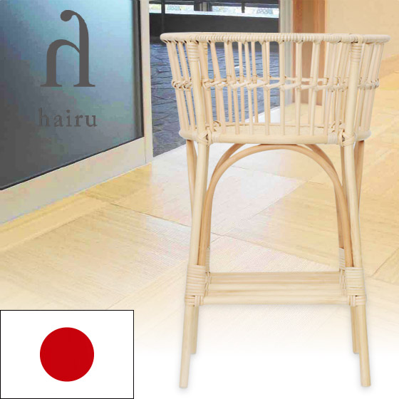 国産籐かご 丸形脚付きかご