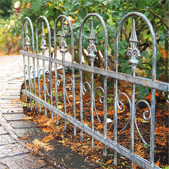 アイアン製ガーデンフェンス　シャビーラウンドフェンスグレー