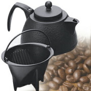 IH対応 南部鉄器 岩鋳 コーヒーポットセット 0.75Ｌ(ブラック)  日本製